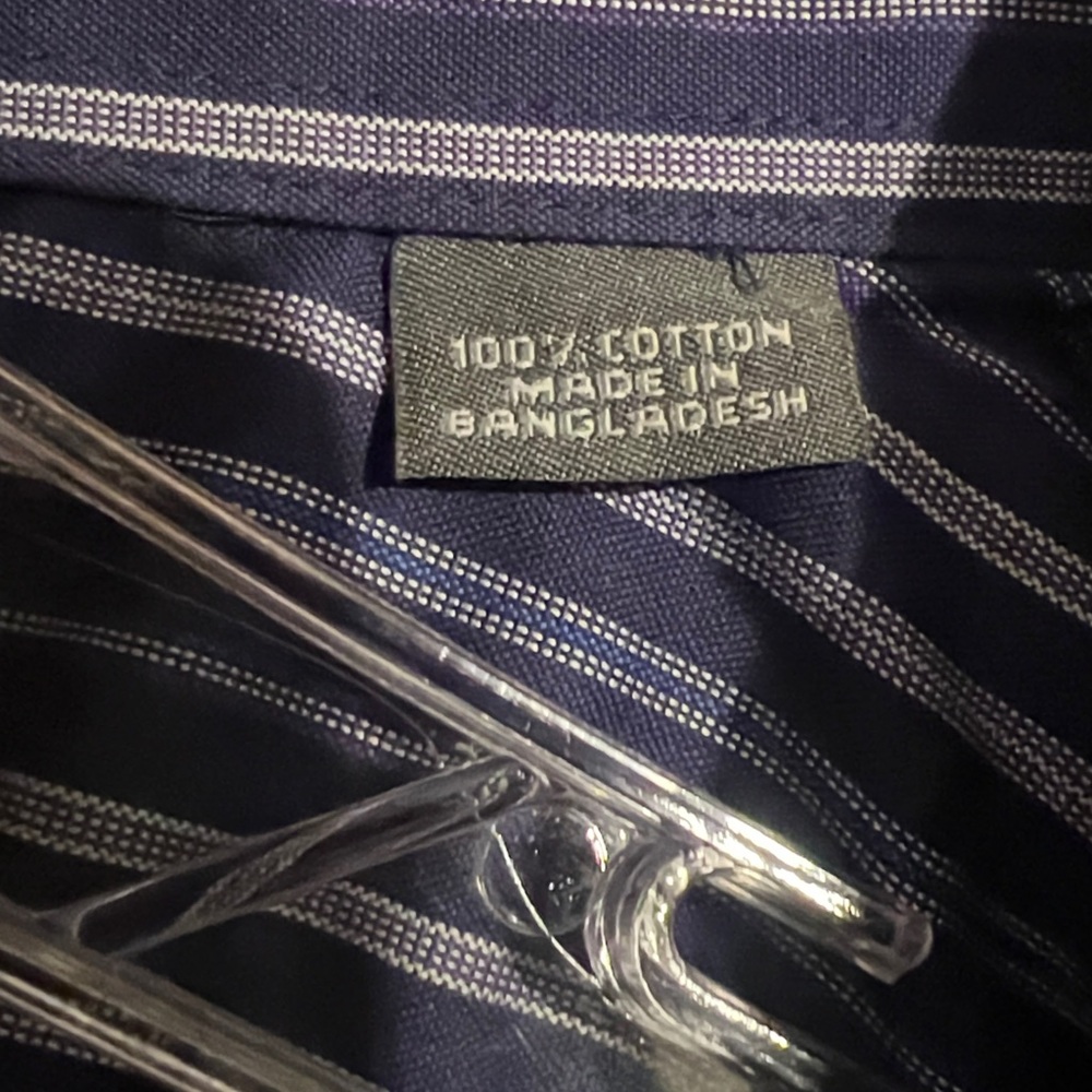 Kenneth Cole Navy Striped Shirt Size M  Neck 15 -15.5 Long Sleeve 32/33 Non iron - Picture 4 of 16